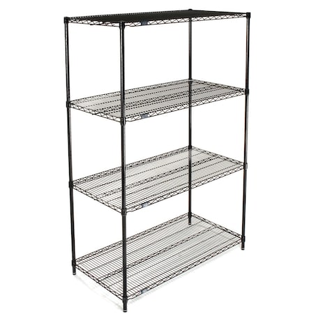 Nexel Wire Shelving, Black Epoxy, 48W X 18D X 74H 18487B